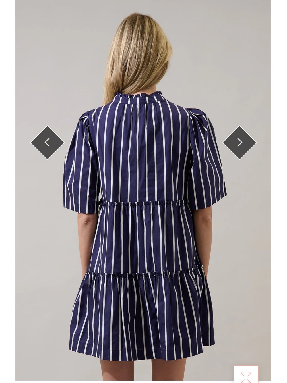 Sugarlips Navy and White Striped Tiered Mini Dress - Picture 3 of 4